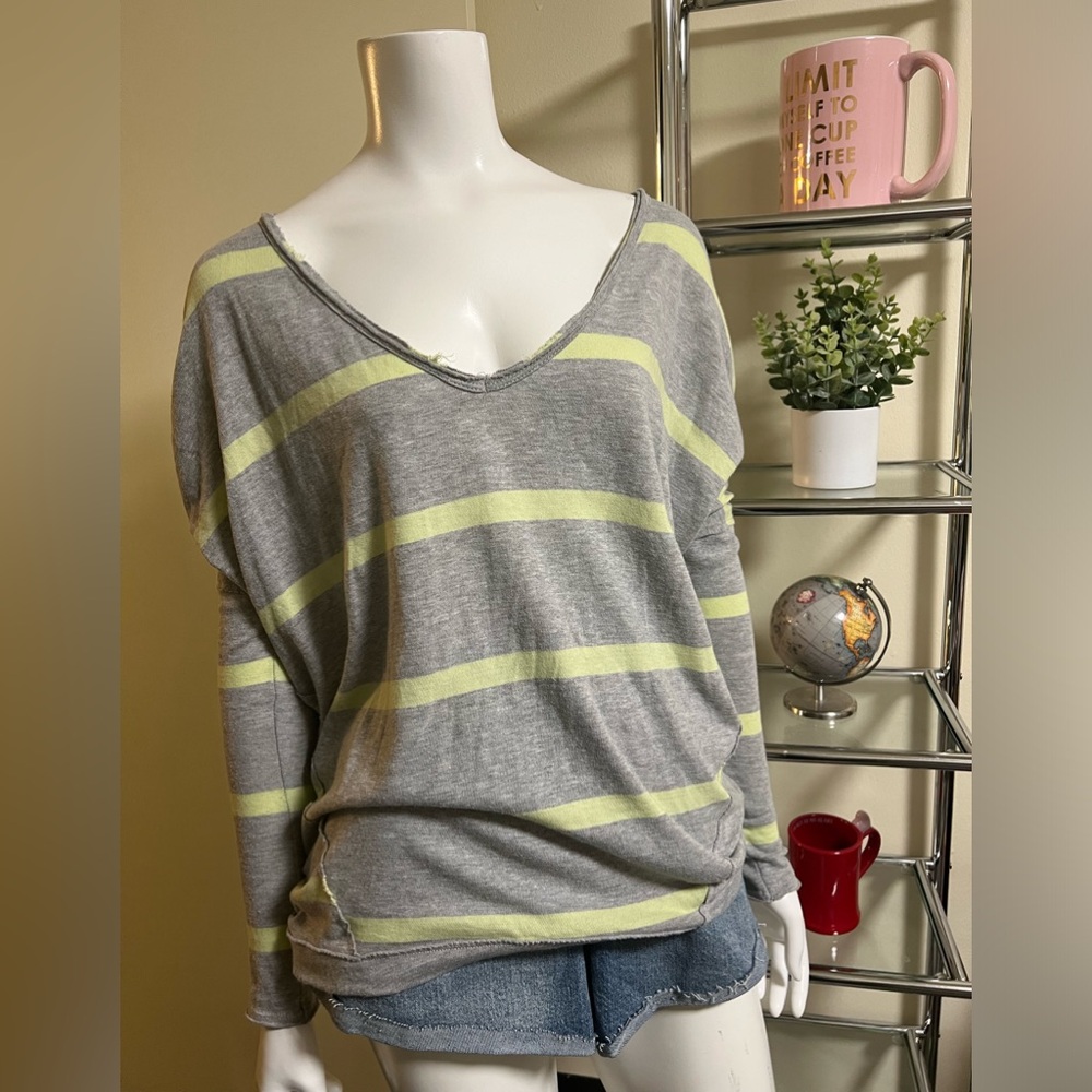 We the Free - Free People Soft and comfy lightweight grey and green striped top